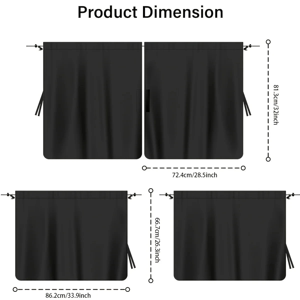 Instant Heat & Glare Block Car Privacy Curtains Set