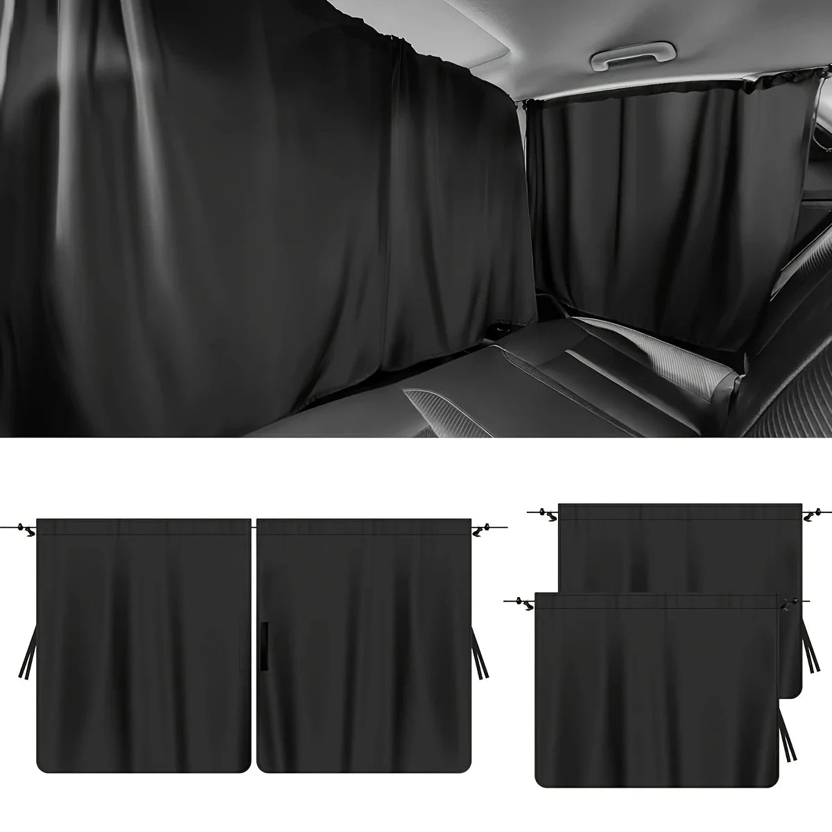 Instant Heat & Glare Block Car Privacy Curtains Set
