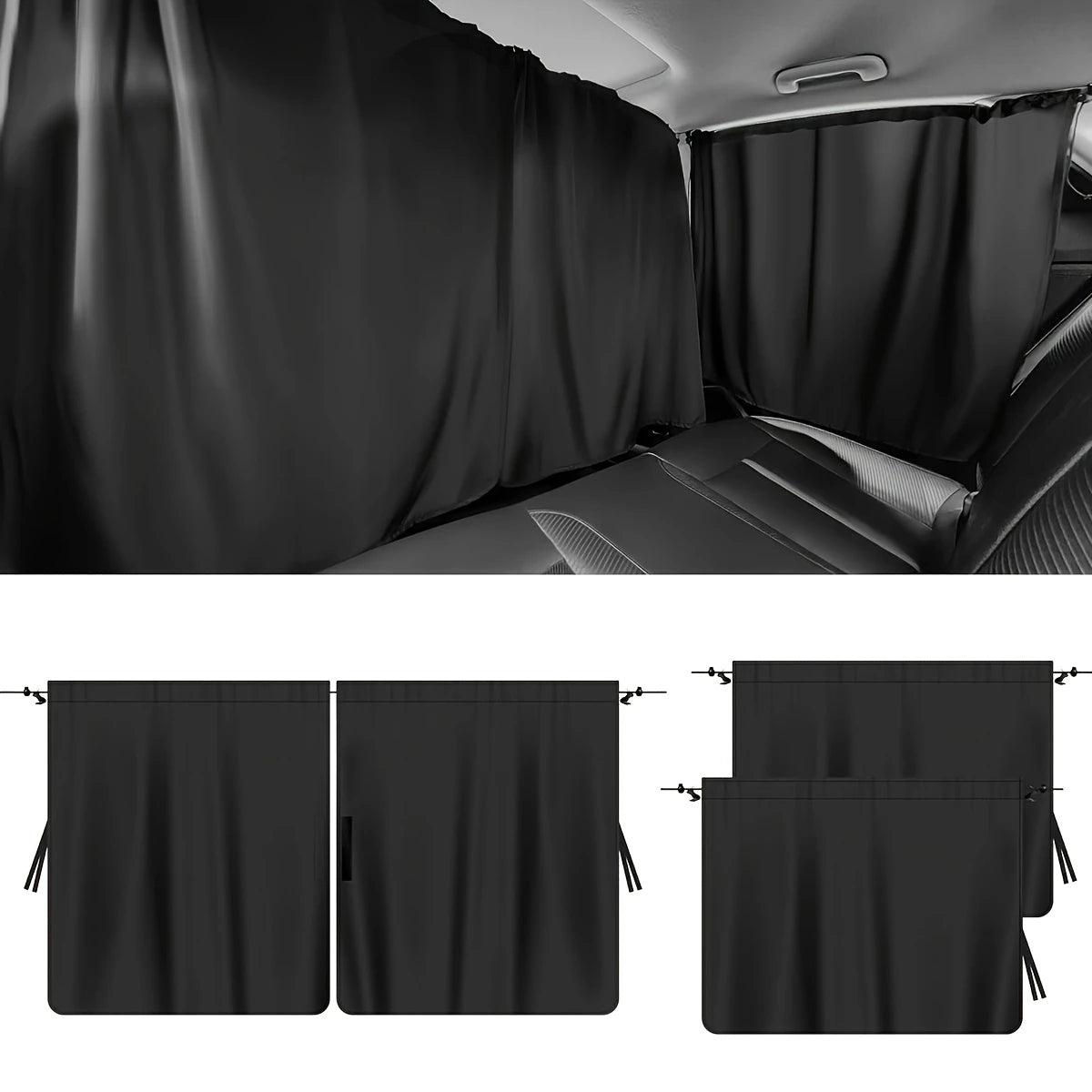 Instant Heat & Glare Block Car Privacy Curtains Set