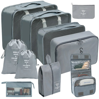 7-10 Pieces Travel Packing Cubes Organiser Set