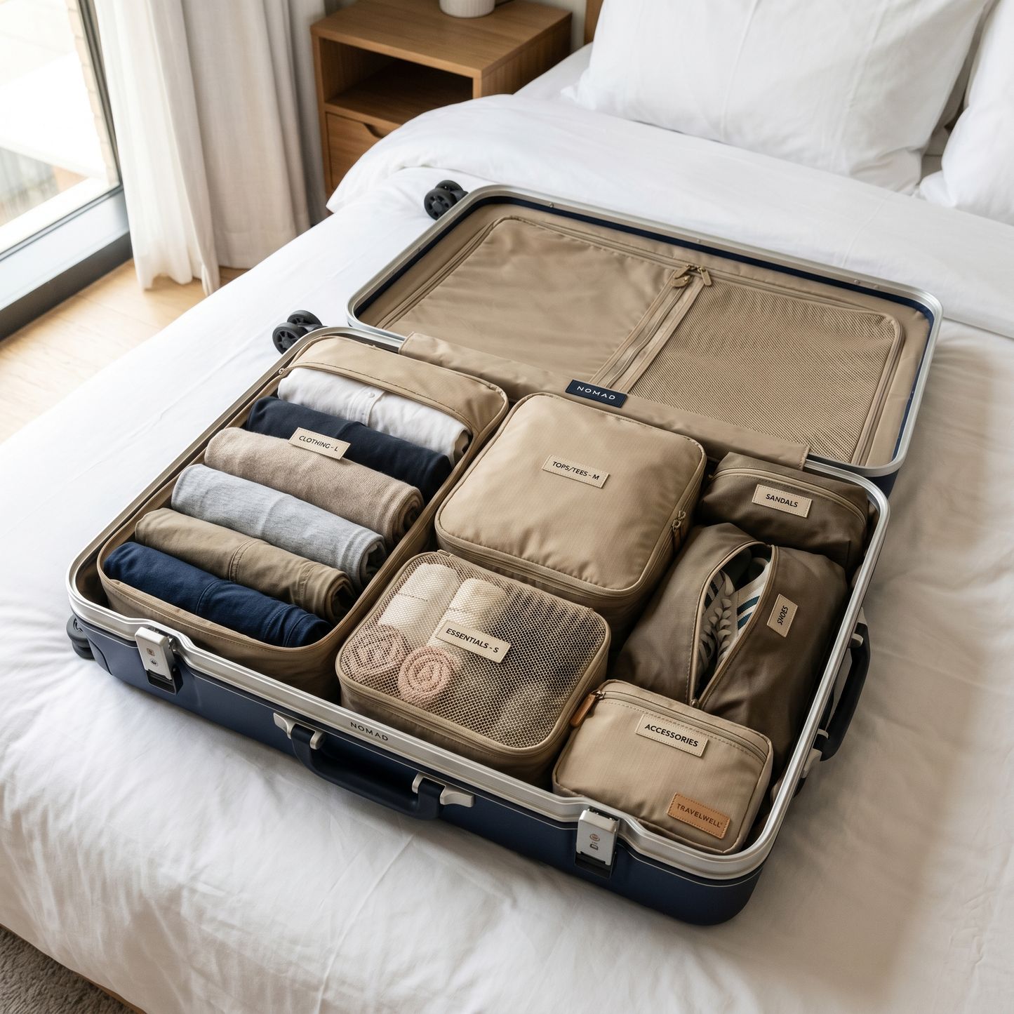 7-10 Pieces Travel Packing Cubes Organiser Set