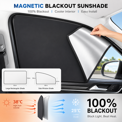 Magnetic Blackout Car Window Sunshade - 6 Piece Set